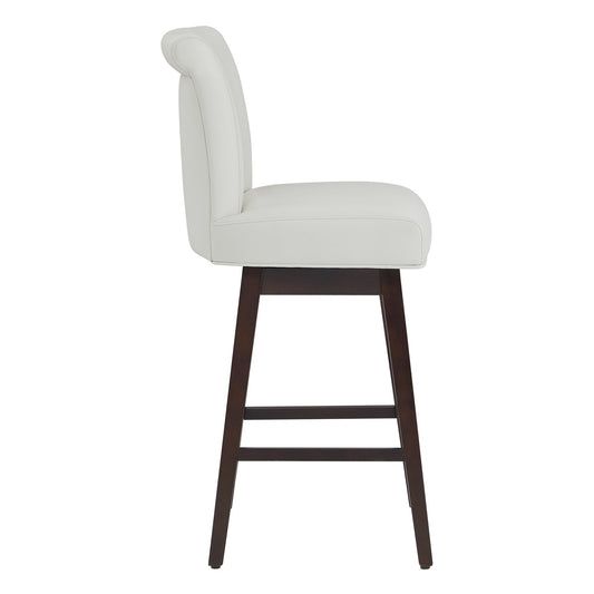 Modern Swivel Bar Stool in Fabric with Curved Backrest