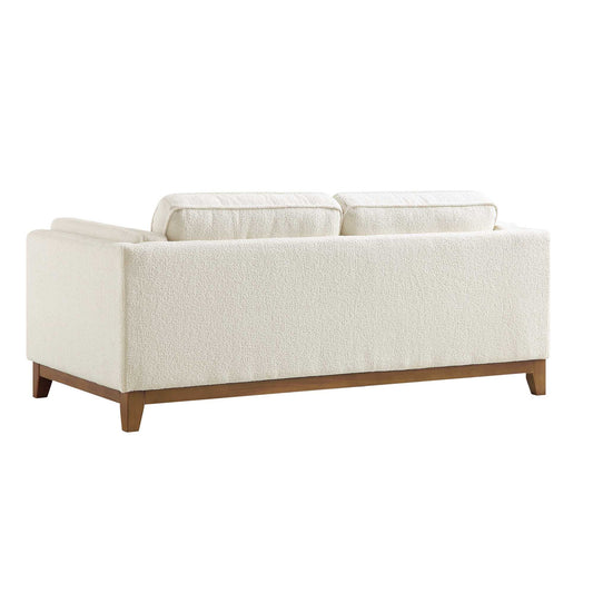 Beige Boucle Fabric Sofa with Curved Armrests, 2-Seater
