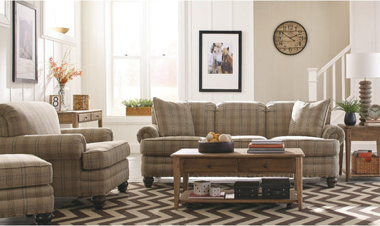 3-Seater Fabric Sofa with Rolled Arms in Bella Design