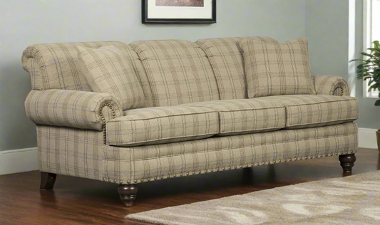3-Seater Fabric Sofa with Rolled Arms in Bella Design