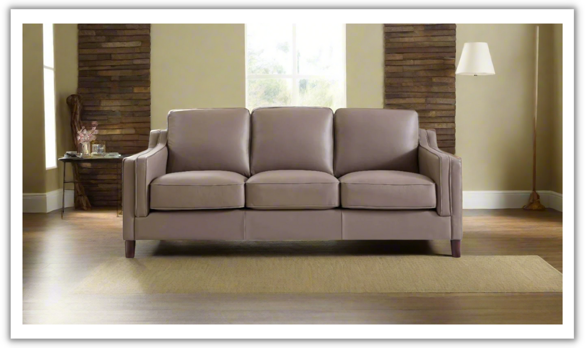 Leather 3-Seater Sofa with Curved Arms