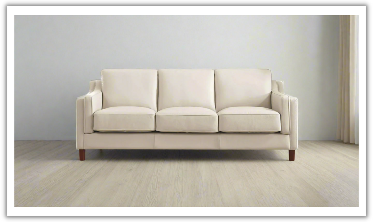 Leather 3-Seater Sofa with Curved Arms