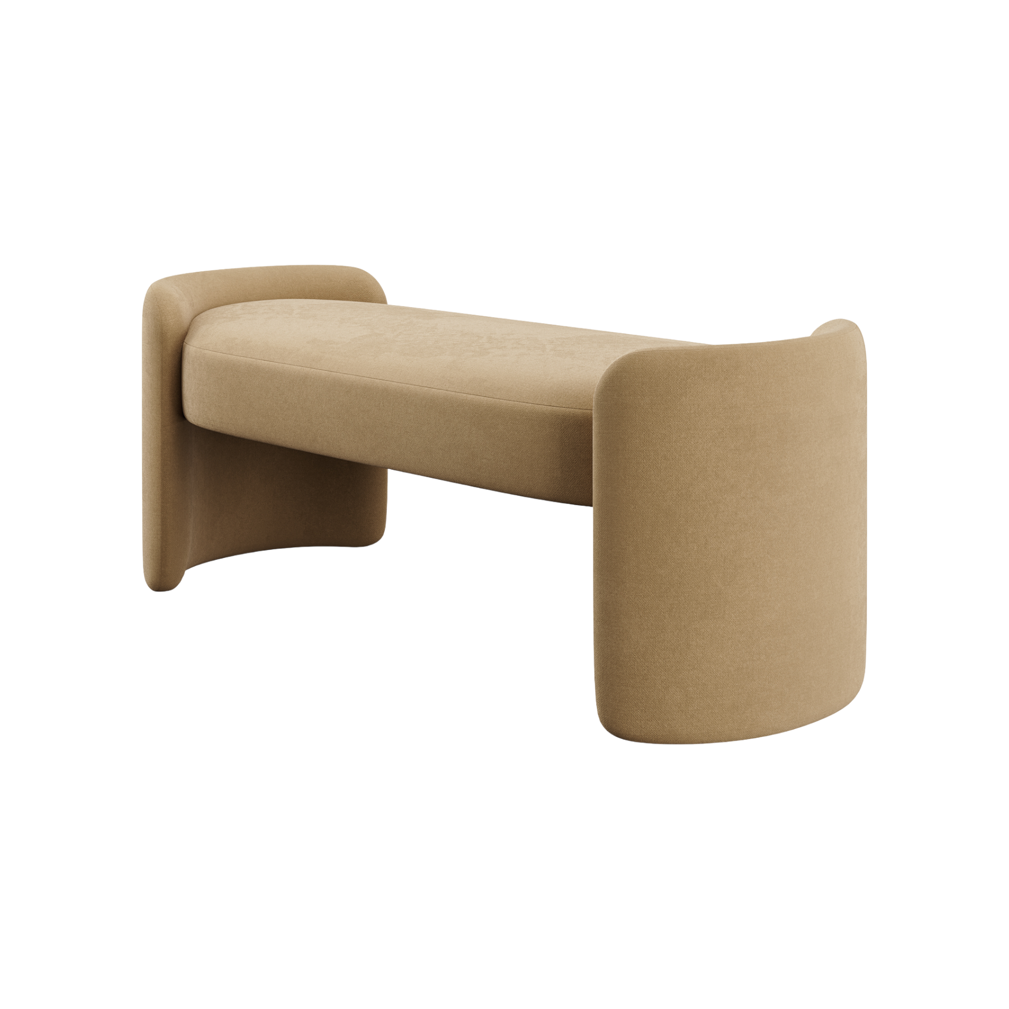 Elora Bench in Camel Velvet with Tufted Detail