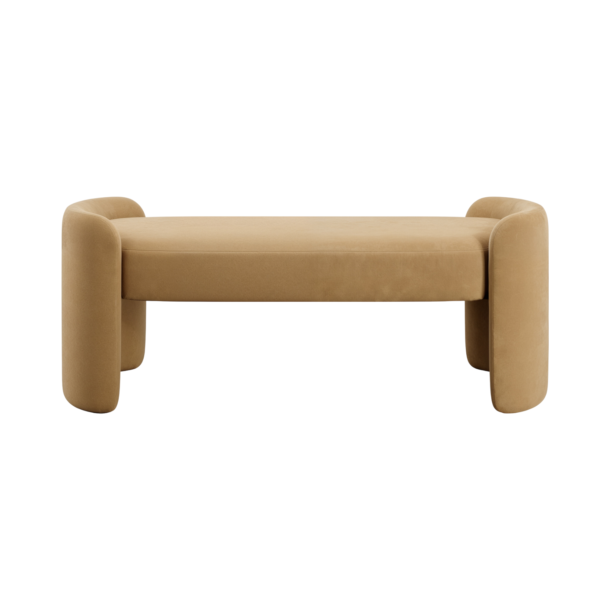 Elora Bench in Camel Velvet with Tufted Detail