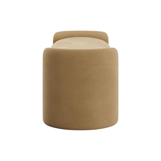 Elora Bench in Camel Velvet with Tufted Detail