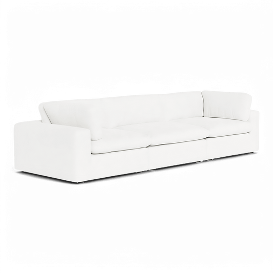 Modular Sofa Set in White with Three-Piece Configuration