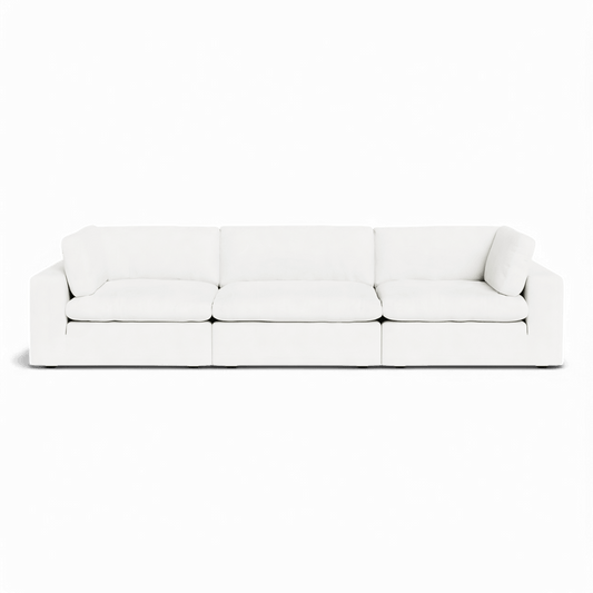 Modular Sofa Set in White with Three-Piece Configuration