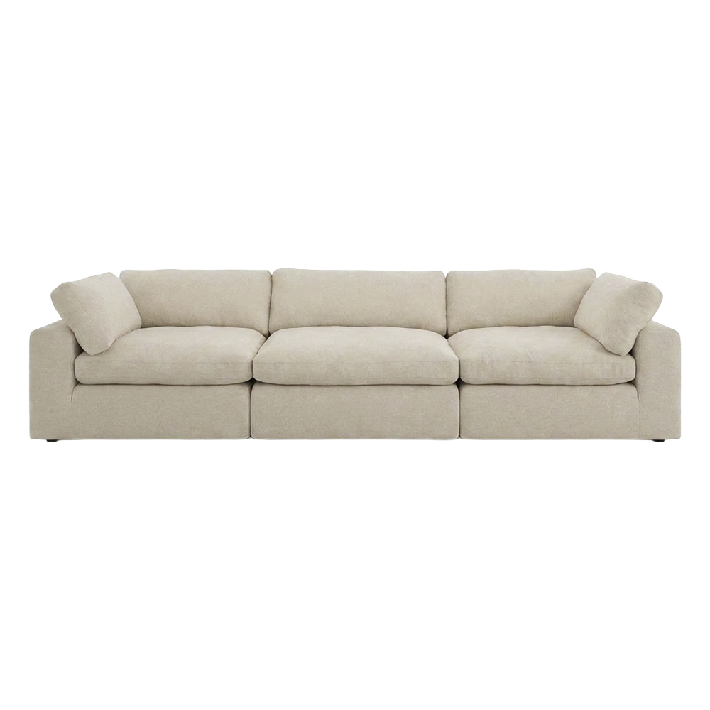 Modular Sofa Set in Beige with Curved Edges