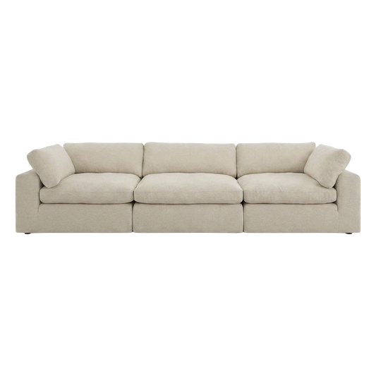 Modular Sofa Set in Beige with Curved Edges