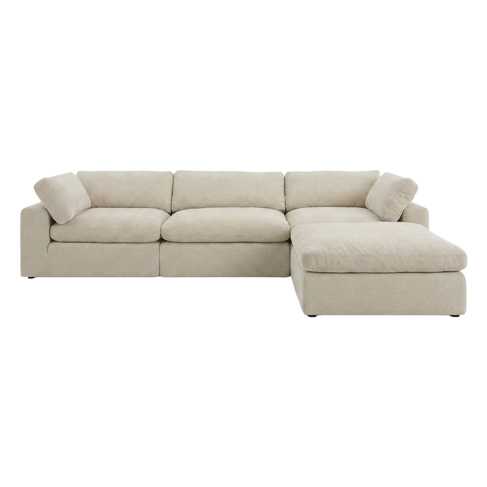 Modular Sofa Set in Beige with Customizable Arrangement