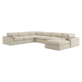 Extended Sectional Modular Sofa in Beige Fabric