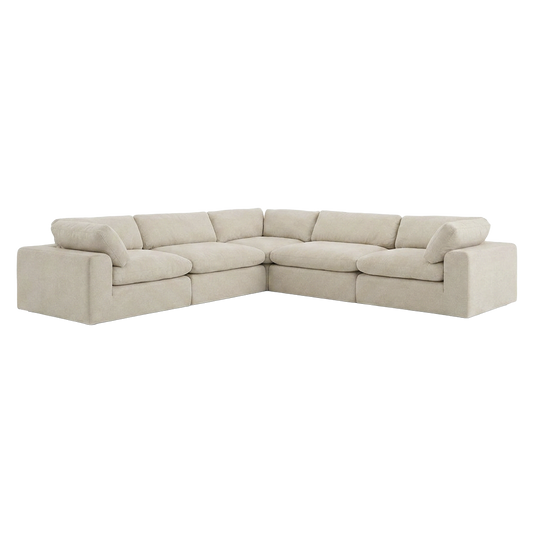 Sectional Modular Sofa in Beige with Curved Edges