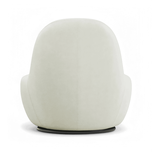Swivel Lounge Chair in White Boucle with Curved Back