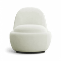 Swivel Lounge Chair in White Boucle with Curved Back