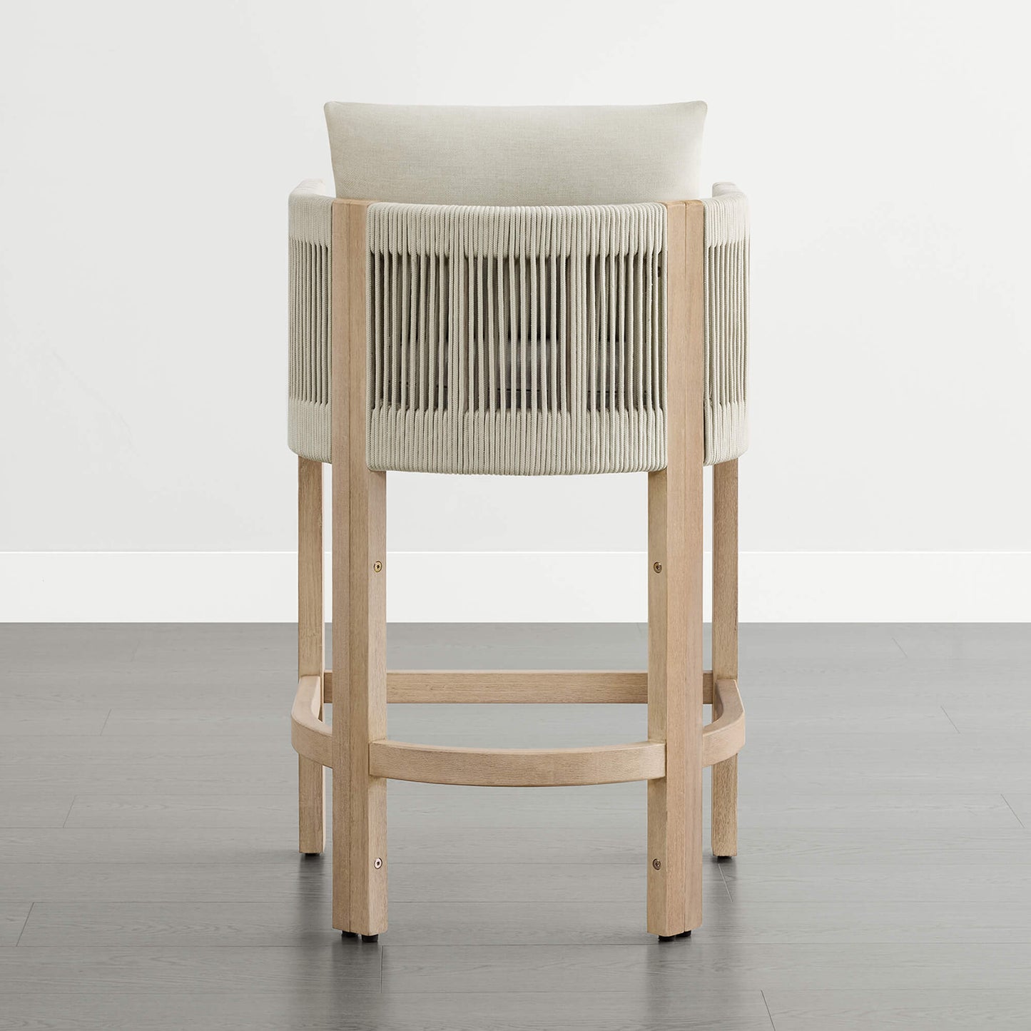 Boho Acacia Wood Counter Stool with Rope Detailing