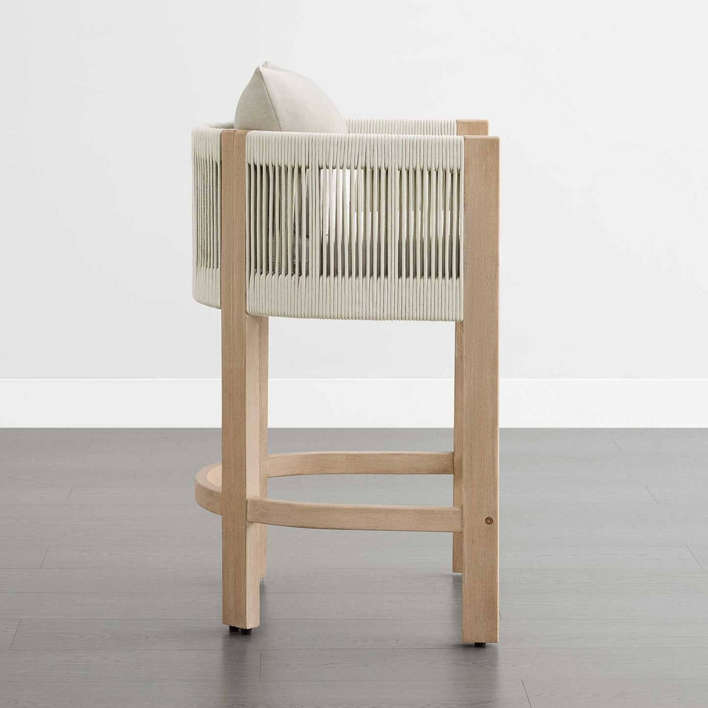 Boho Acacia Wood Counter Stool with Rope Detailing