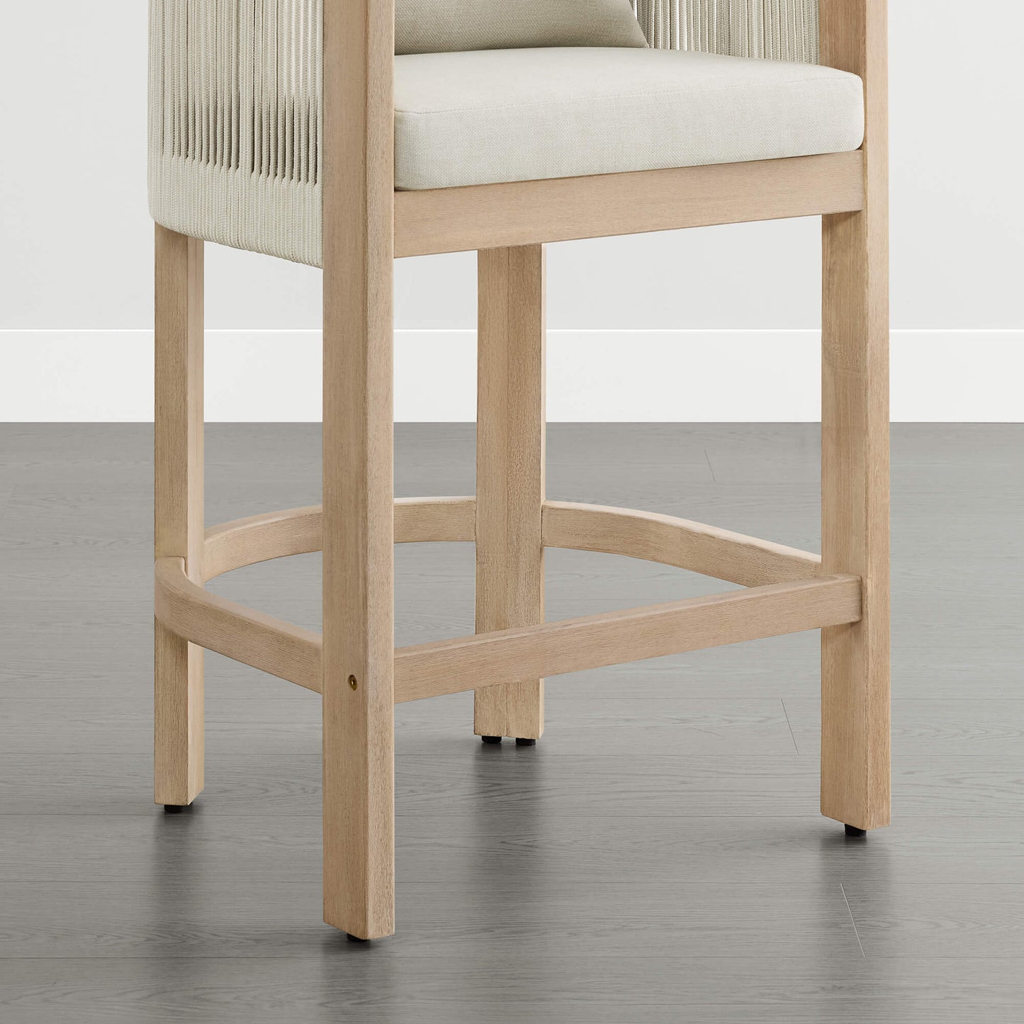 Boho Acacia Wood Counter Stool with Rope Detailing