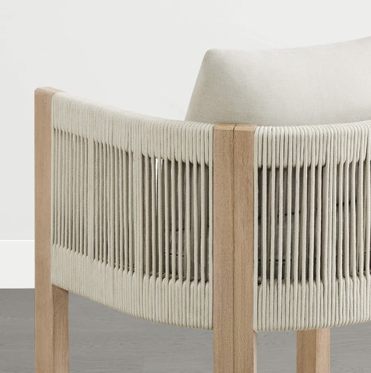 Boho Acacia Wood Counter Stool with Rope Detailing