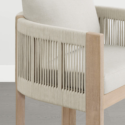 Boho Acacia Wood Counter Stool with Rope Detailing
