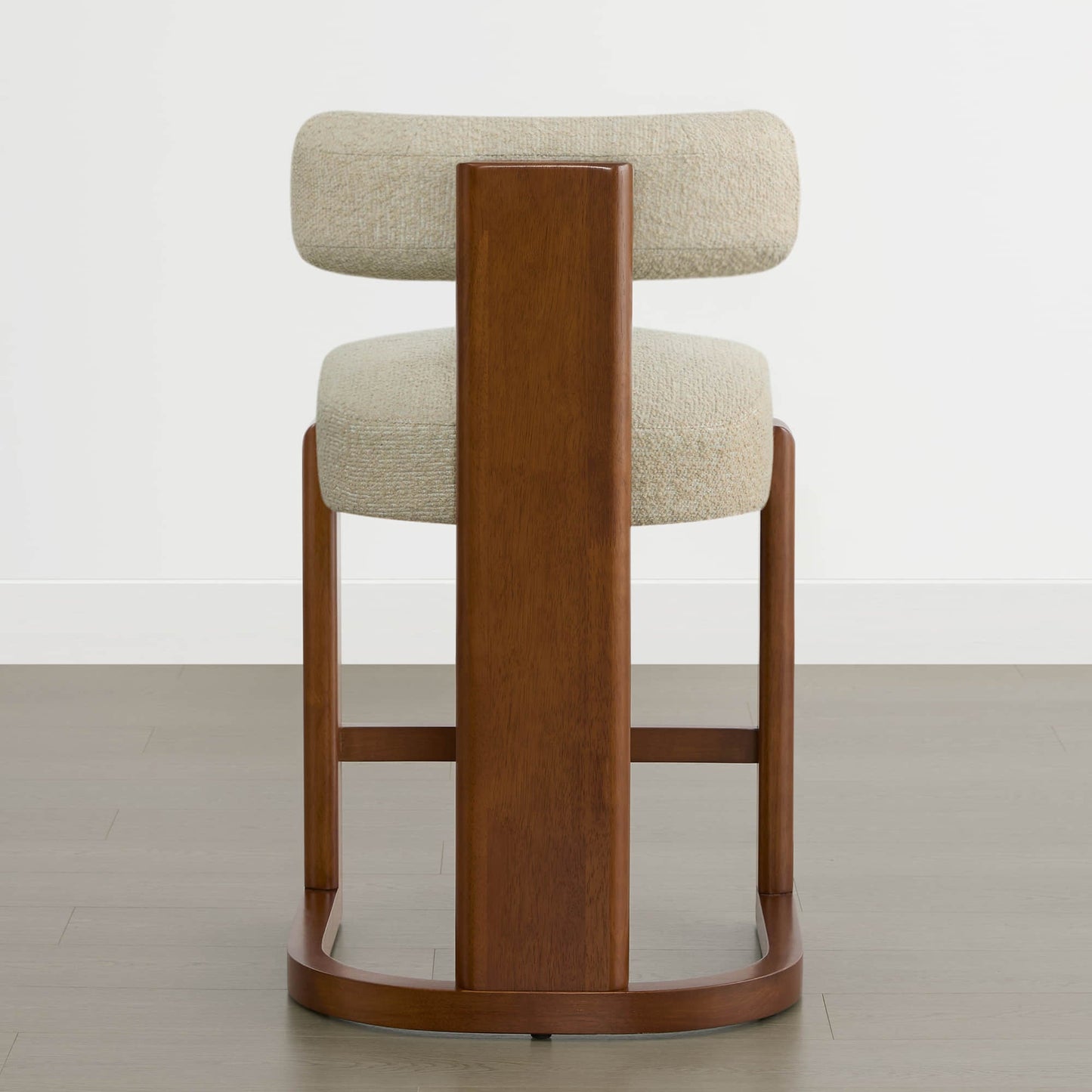 Boucle Counter Stools With Solid Wood Legs