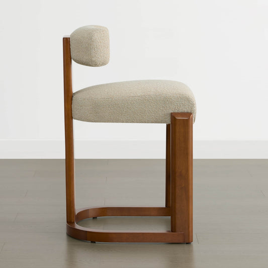 Boucle Counter Stools With Solid Wood Legs