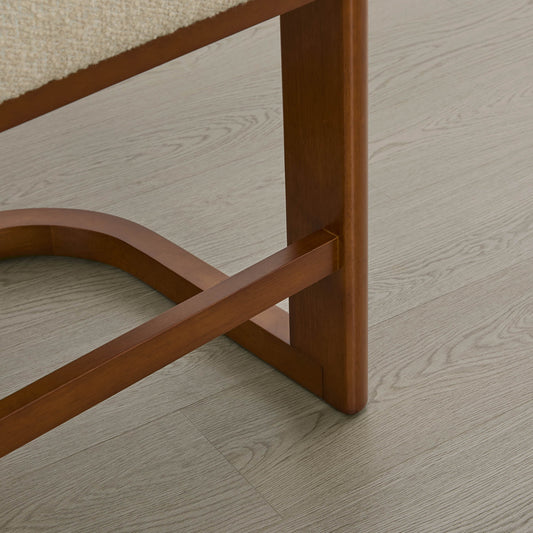 Boucle Counter Stools With Solid Wood Legs