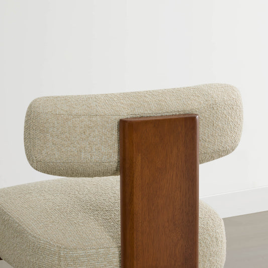 Boucle Counter Stools With Solid Wood Legs