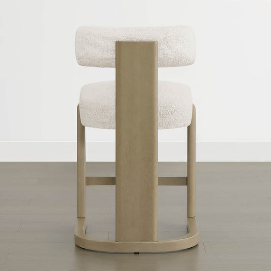 Boucle Counter Stools With Solid Wood Legs