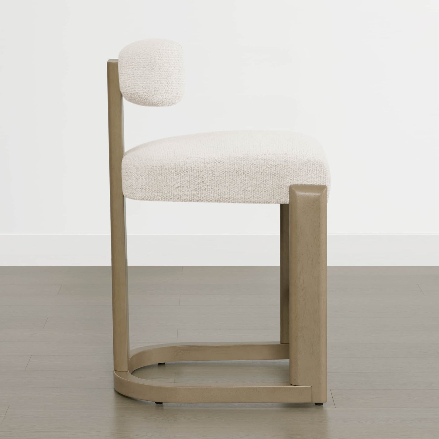 Boucle Counter Stools With Solid Wood Legs