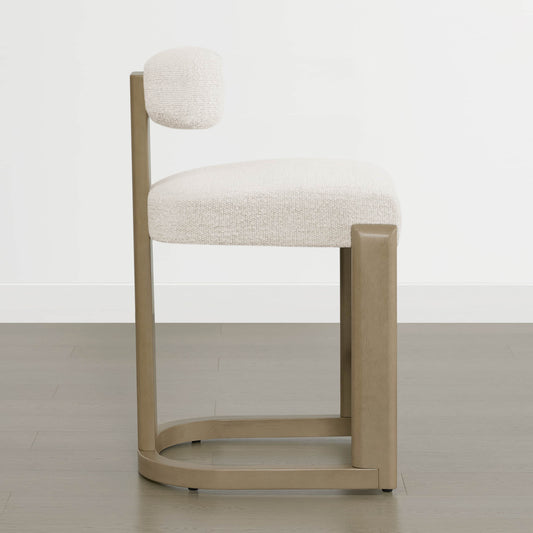 Boucle Counter Stools With Solid Wood Legs