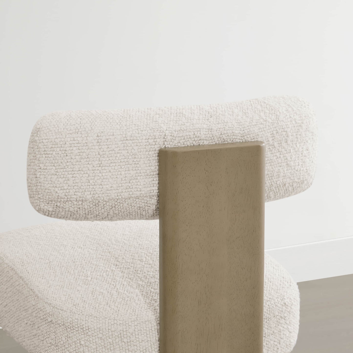 Boucle Counter Stools With Solid Wood Legs