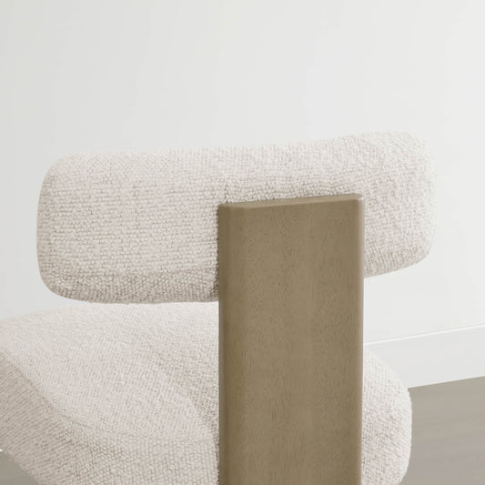 Boucle Counter Stools With Solid Wood Legs