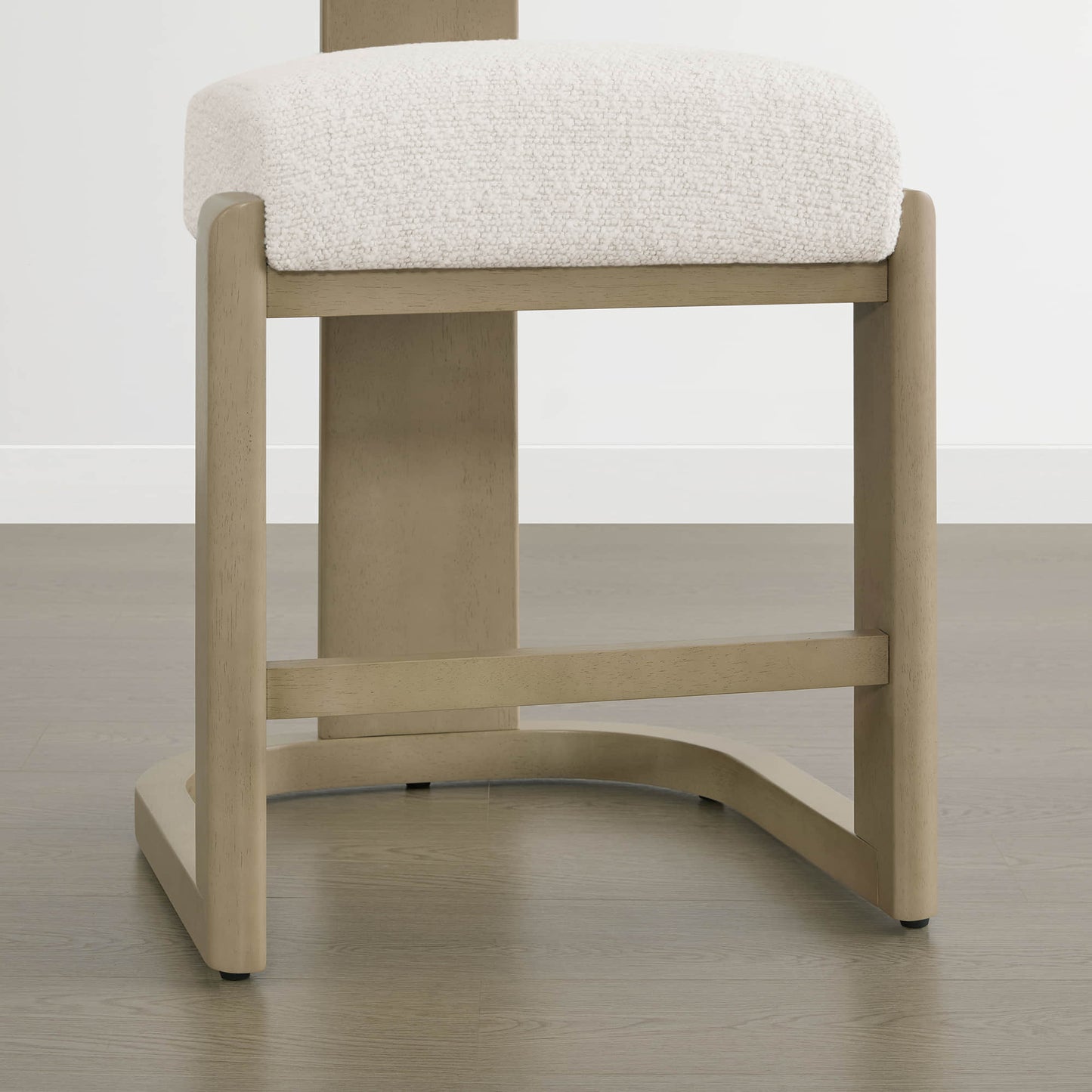 Boucle Counter Stools With Solid Wood Legs