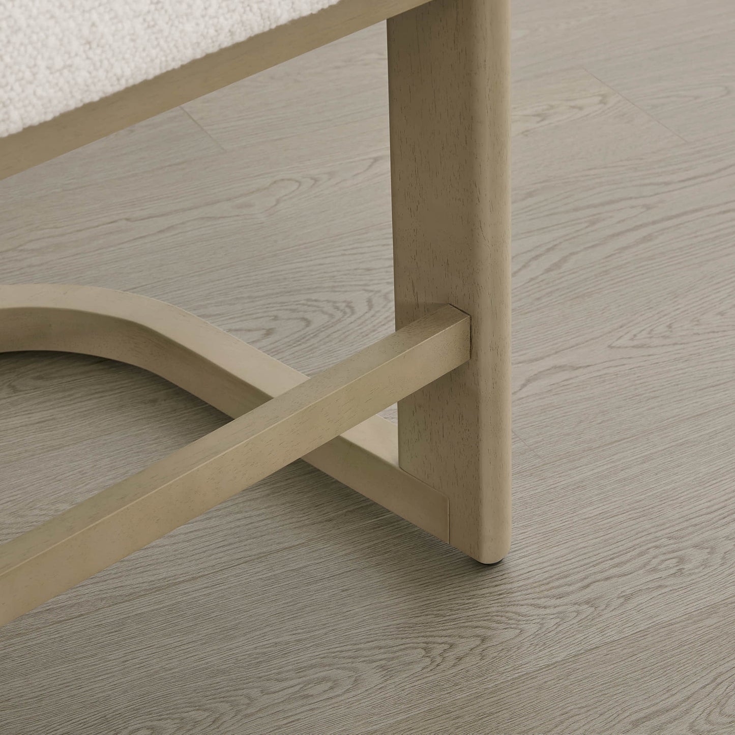 Boucle Counter Stools With Solid Wood Legs