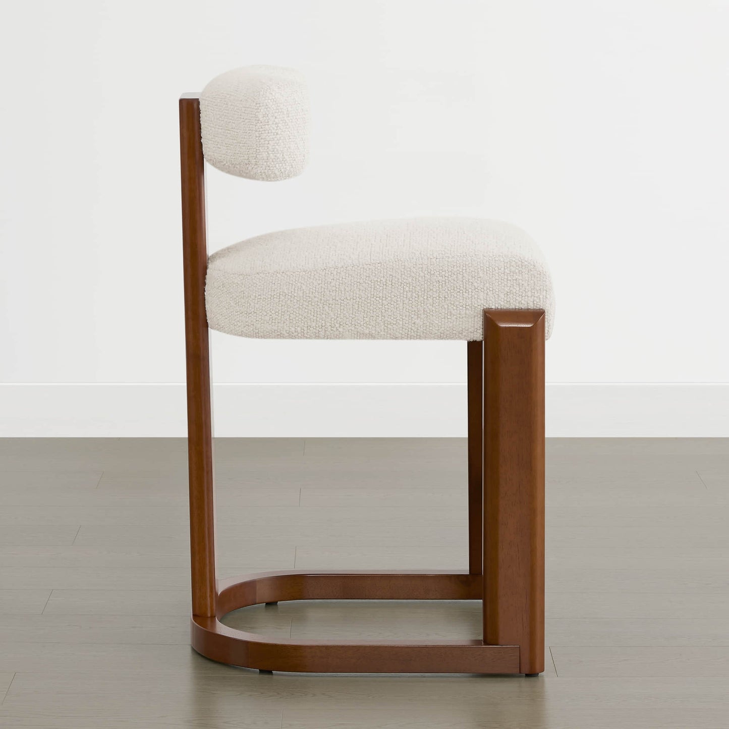 Boucle Counter Stools With Solid Wood Legs