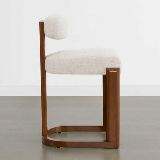 Boucle Counter Stools With Solid Wood Legs