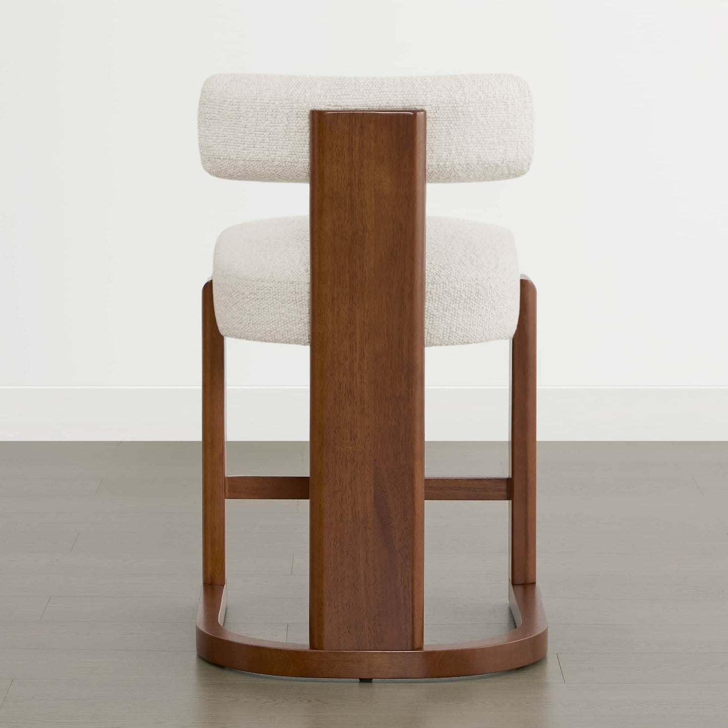 Boucle Counter Stools With Solid Wood Legs