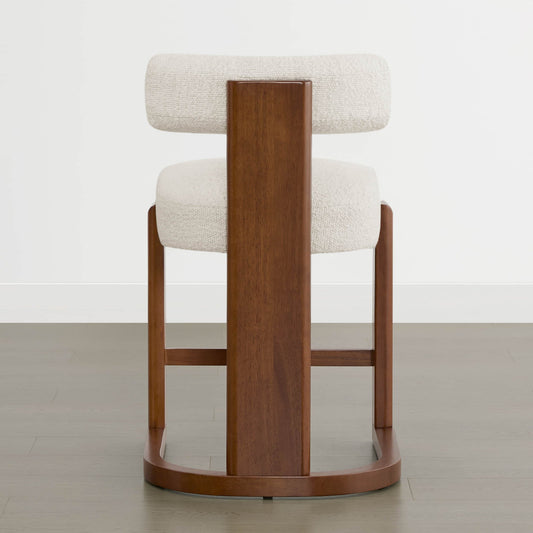 Boucle Counter Stools With Solid Wood Legs