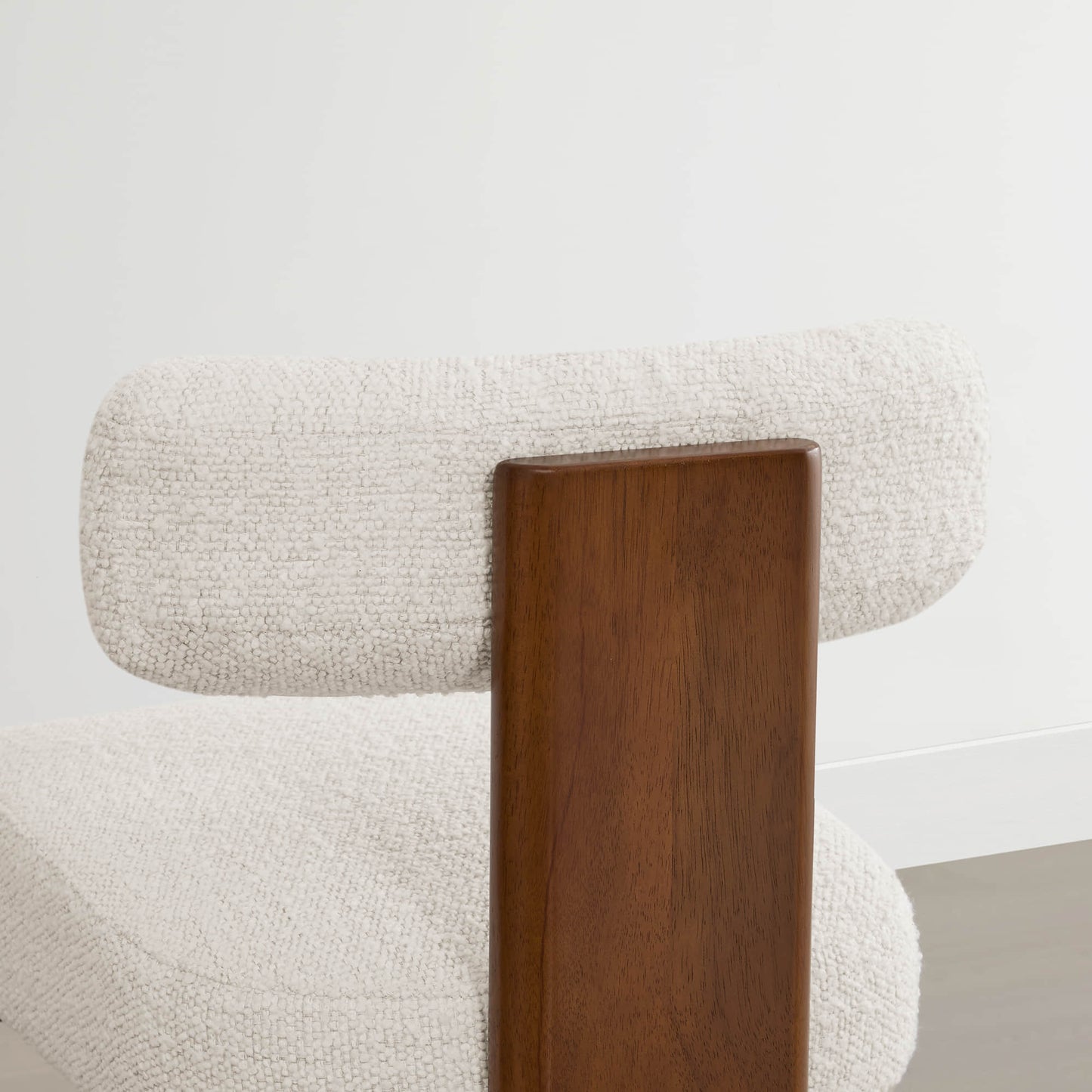 Boucle Counter Stools With Solid Wood Legs