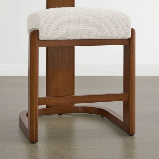 Boucle Counter Stools With Solid Wood Legs