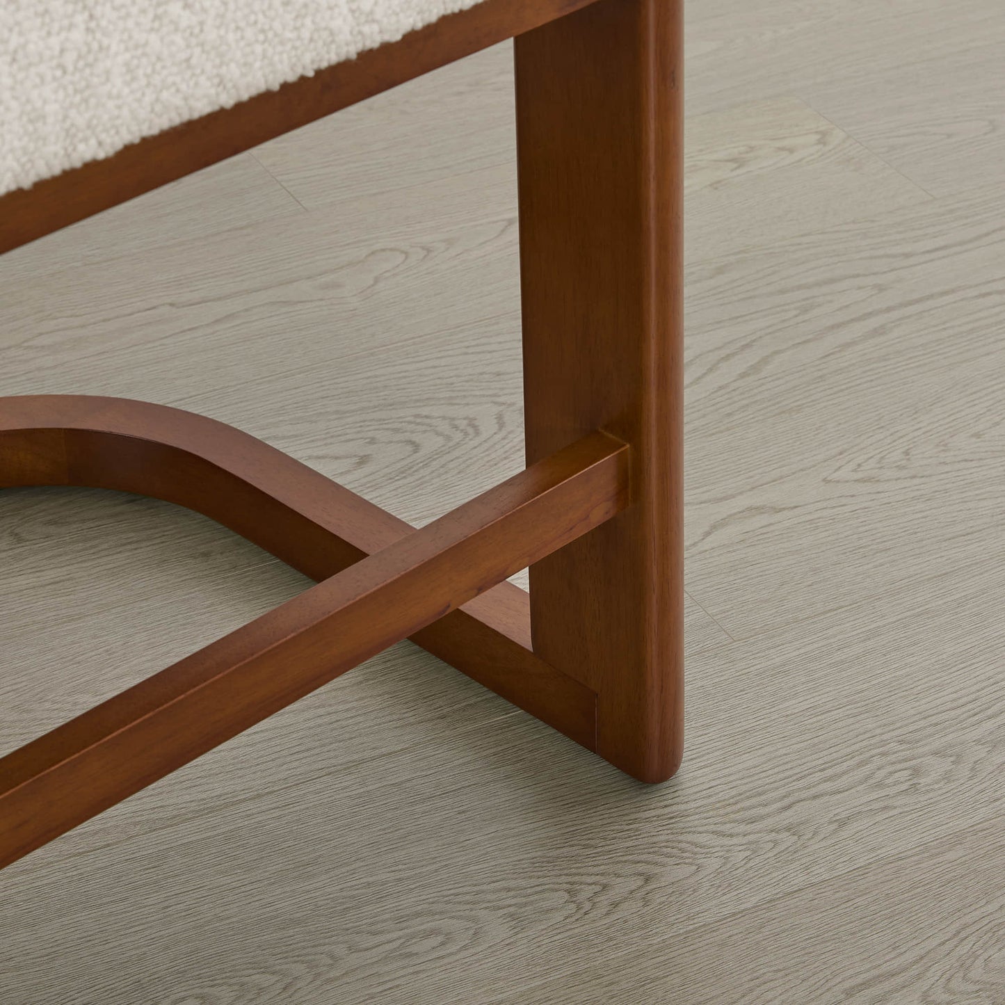 Boucle Counter Stools With Solid Wood Legs