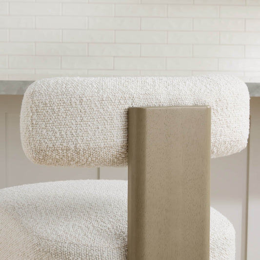 Boucle Counter Stools With Solid Wood Legs