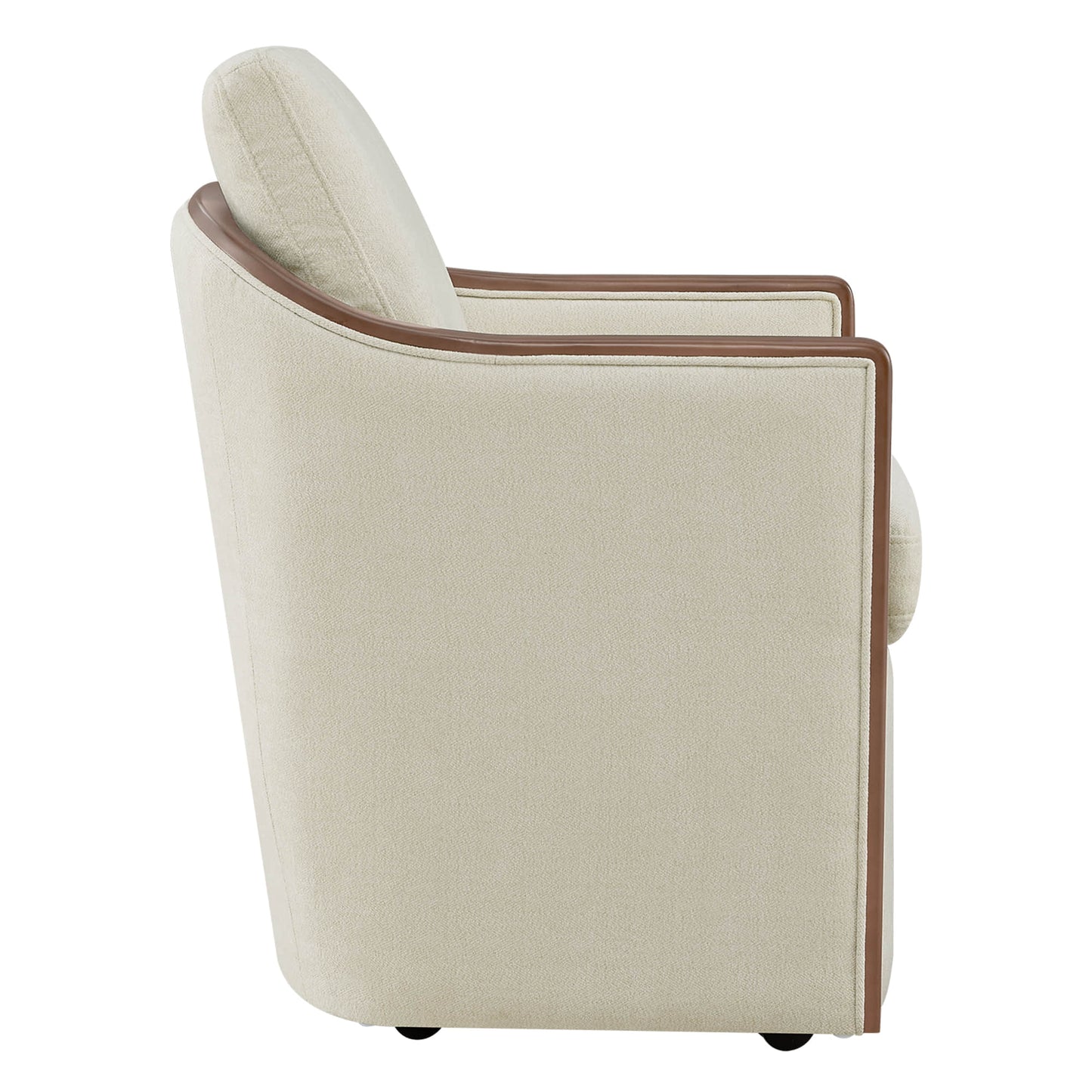 Boucle Dining Chair Set of 2 with Rolling Base