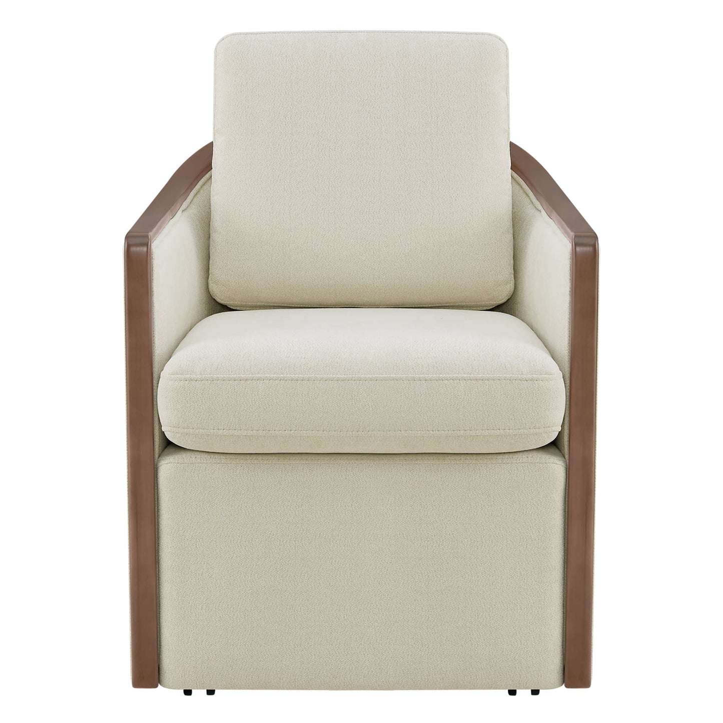 Boucle Dining Chair Set of 2 with Rolling Base