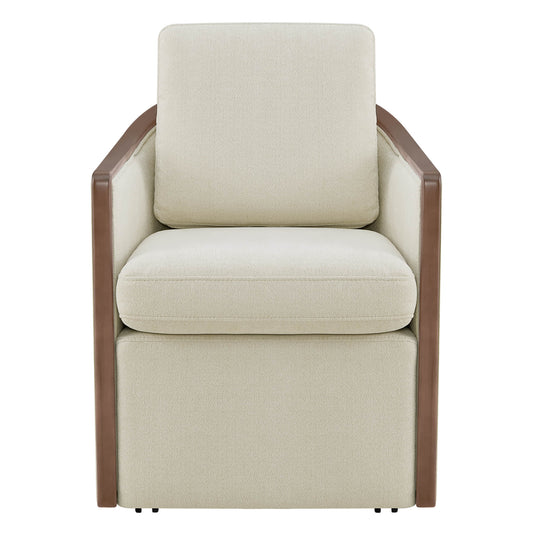 Boucle Dining Chair Set of 2 with Rolling Base