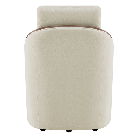 Boucle Dining Chair Set of 2 with Rolling Base