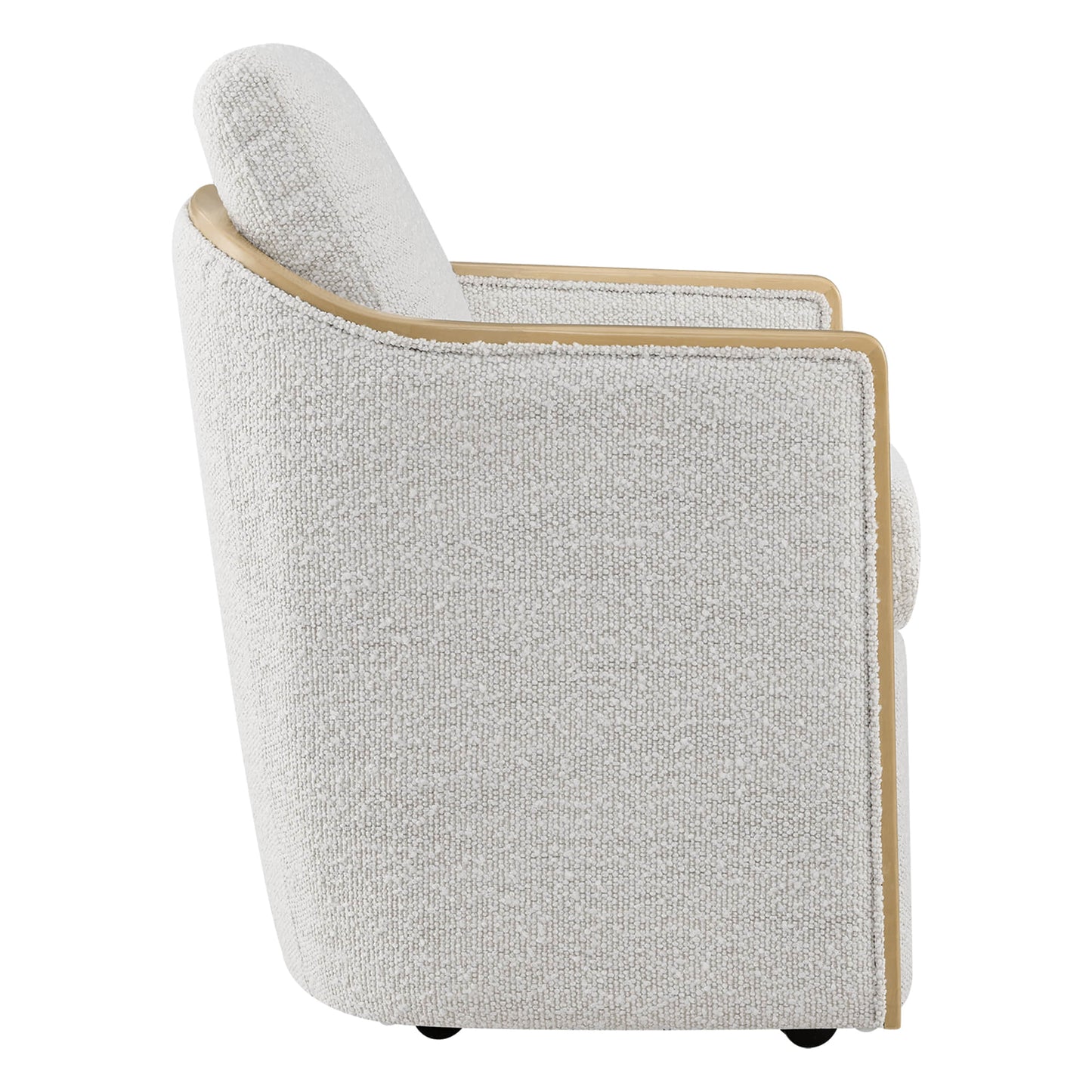 Boucle Dining Chair Set of 2 with Rolling Base