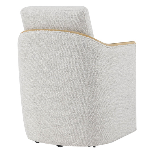 Boucle Dining Chair Set of 2 with Rolling Base