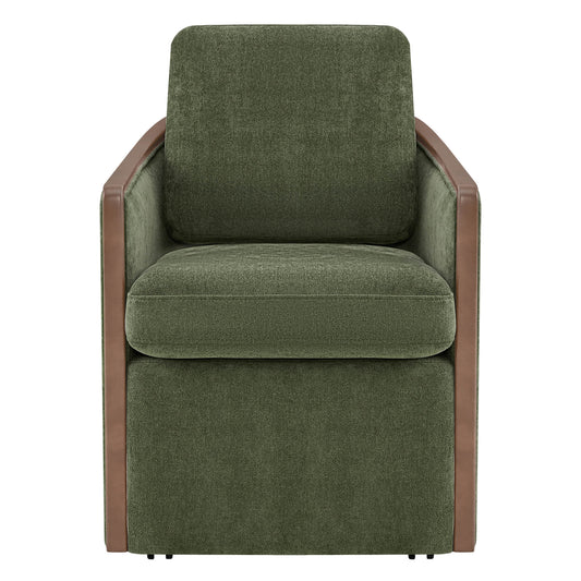 Boucle Dining Chair Set of 2 with Rolling Base