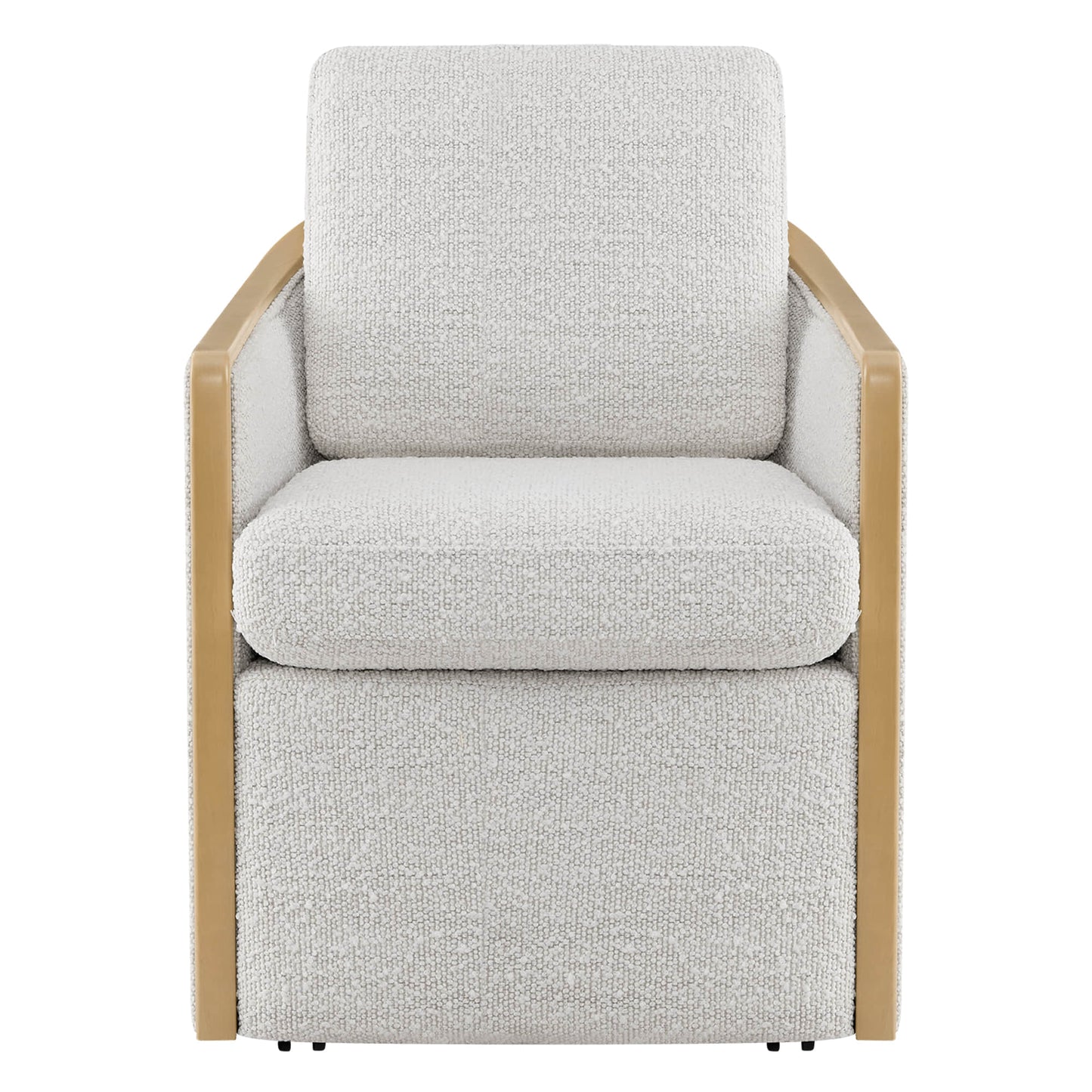Boucle Dining Chair Set of 2 with Rolling Base
